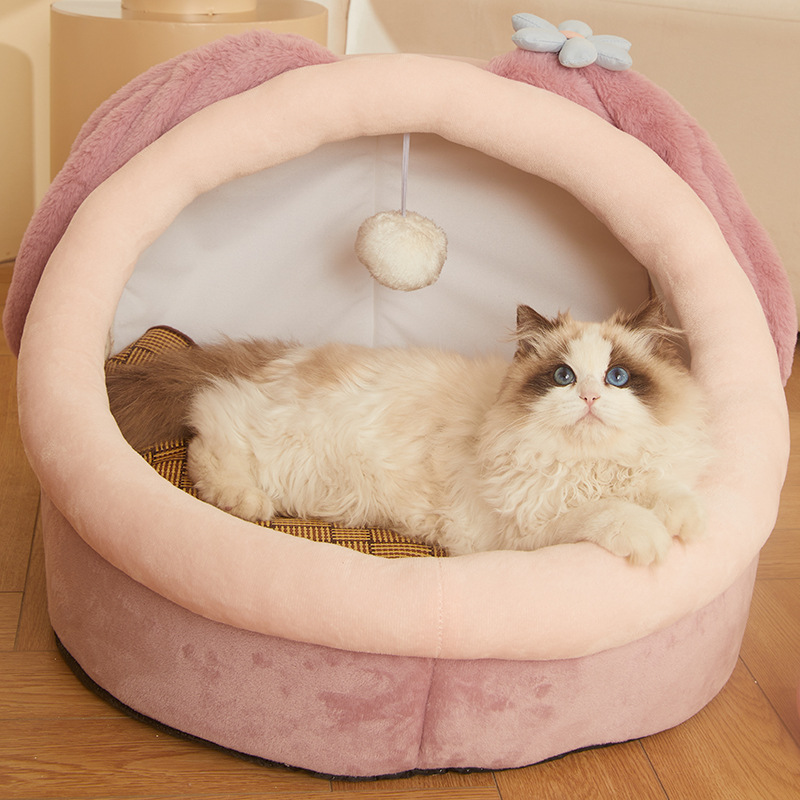 Manufacture Fashion Factory Super Soft Luxury Warm Pet Cat Nest Semi-enclosed Dog Kennel House Cat Pet Bed